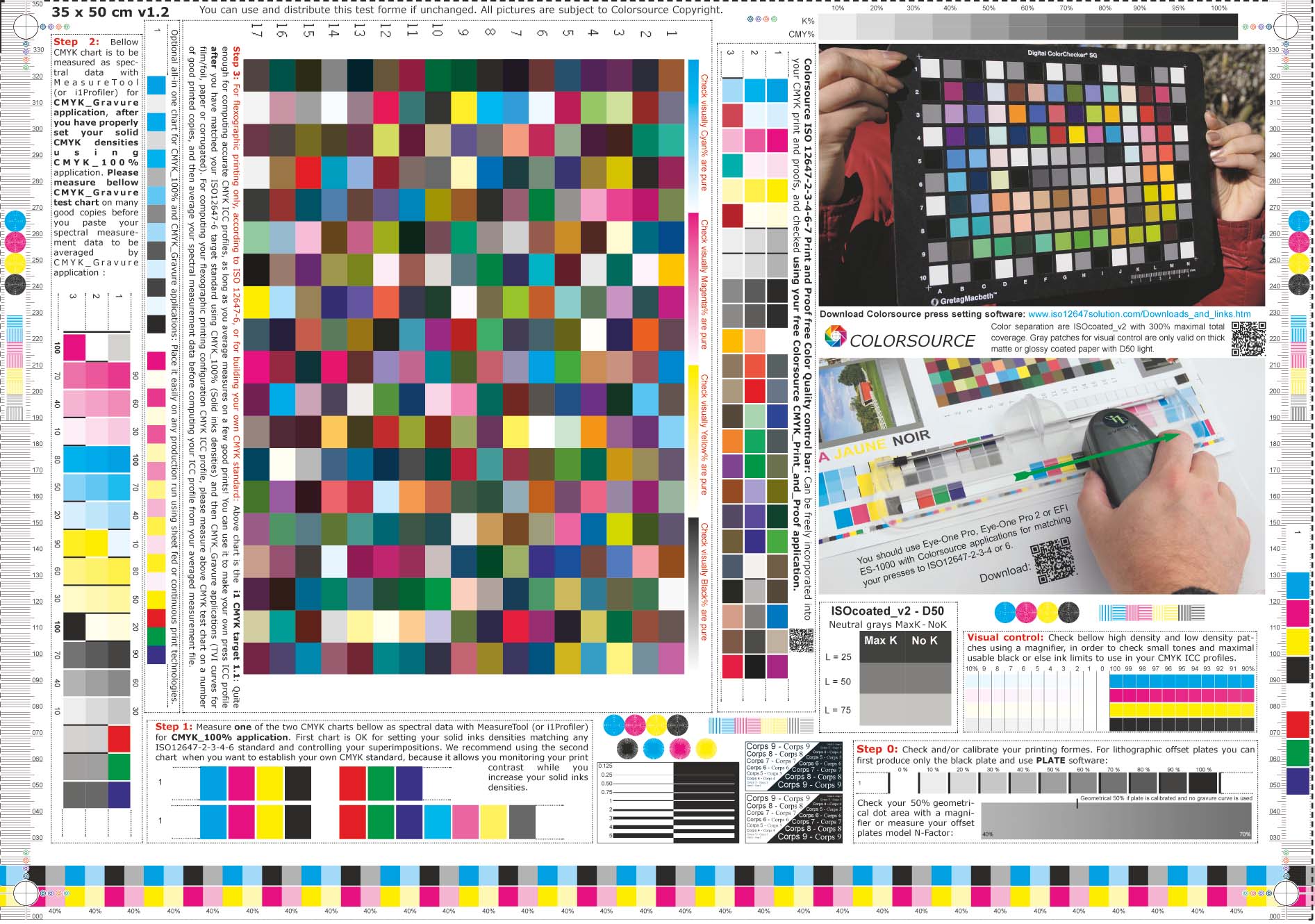 Detail of Colorsource 100 x 70 cm, 70 x 50 cm and 50 x 35 cm universal CMYK test form